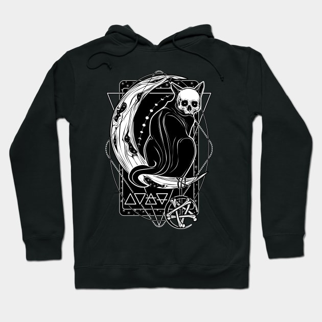 Cat Daemon sitting on the Moon Hoodie by Von Kowen